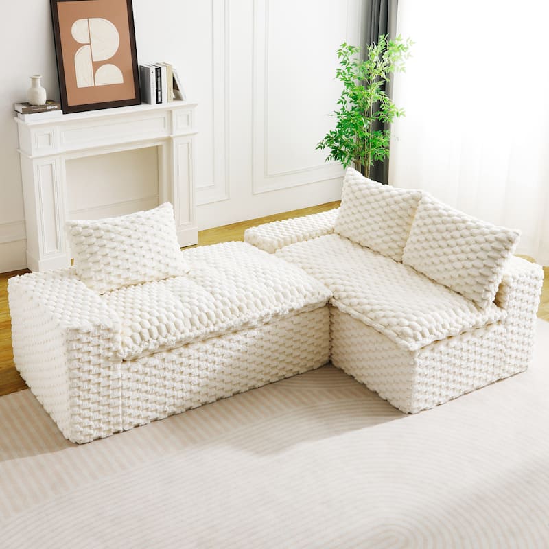 Versatile Turtle Velvet Sectional Sofa with Loveseat Couch and Chaise Lounge, Free Combination Modular Compressed Couch