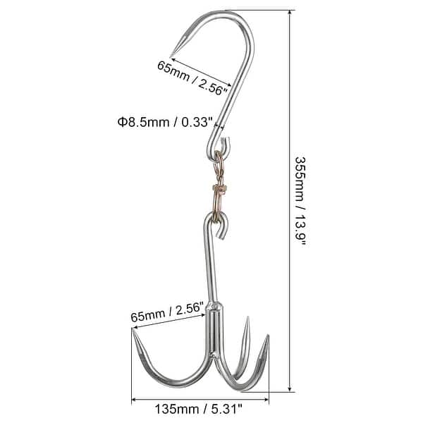 Swiveling Meat Hook, Galvanized Three-Prong Meat Hooks, 3Pcs - Silver Tone - 13.9" x 0.33" Swiveling Meat Hook, Galvanized Three-Prong Meat Hooks, 3Pcs - Silver Tone - 13.9" x 0.33"