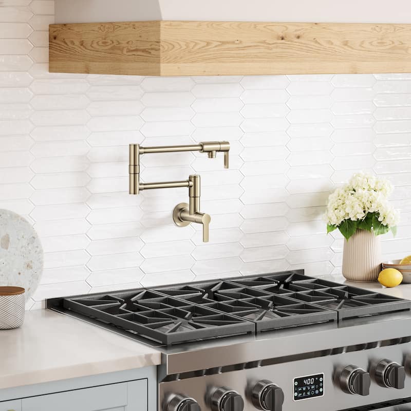 KRAUS Oletto Wall Mount Pot Filler Kitchen Faucet with Retractable Arm