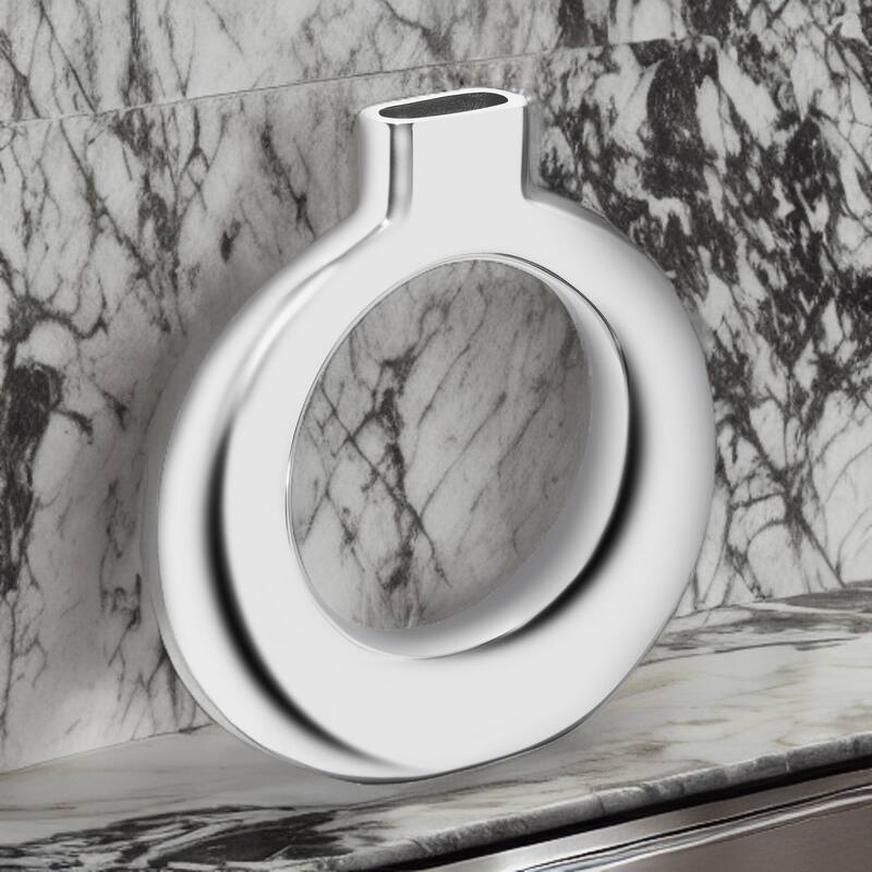 Nambe Solarium Full Moon Vase Lunar Inspired Floral Decor