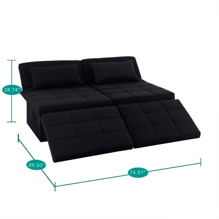 Sleeper Chair Bed, 4 In 1 Multi-Function Convertible Ottoman Bed, Breathable Linen Bed Chair, Convertible Sofa Bed