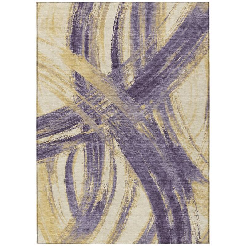 Machine Washable Indoor/ Outdoor Abstract Brushstroke Chantille Rug