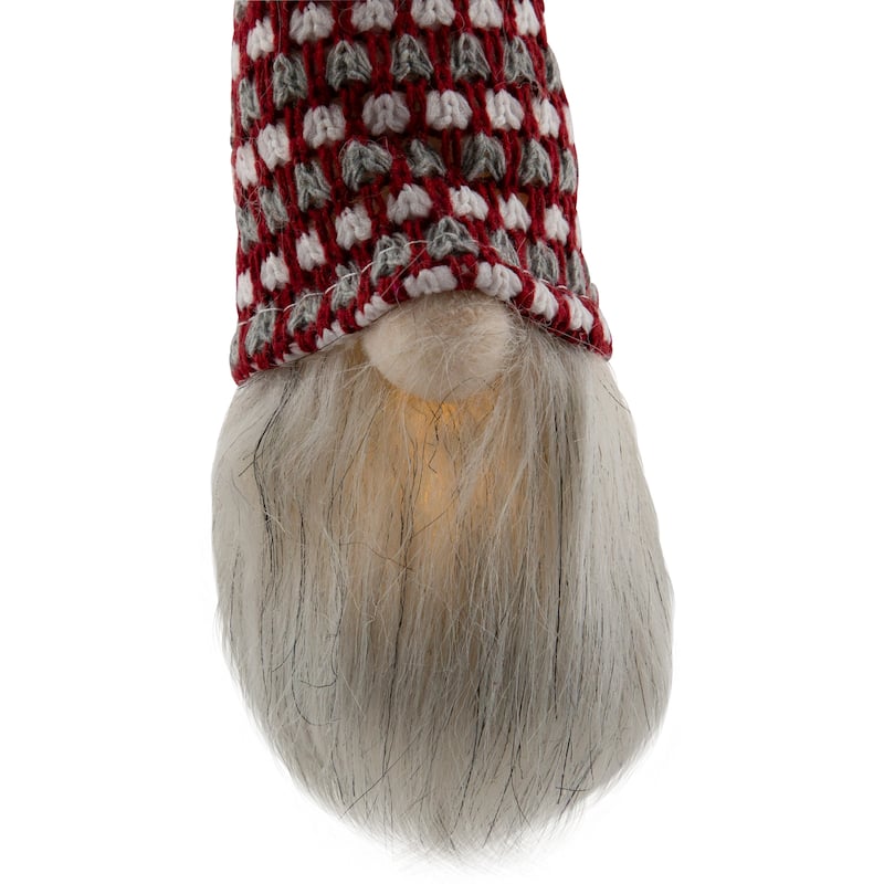 8" Lighted Knit Gnome Head Christmas Ornament