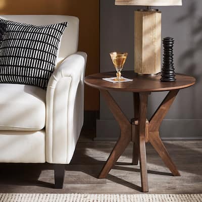 Rondo Mid-Century Walnut Finish Round End Table by iNSPIRE Q Modern