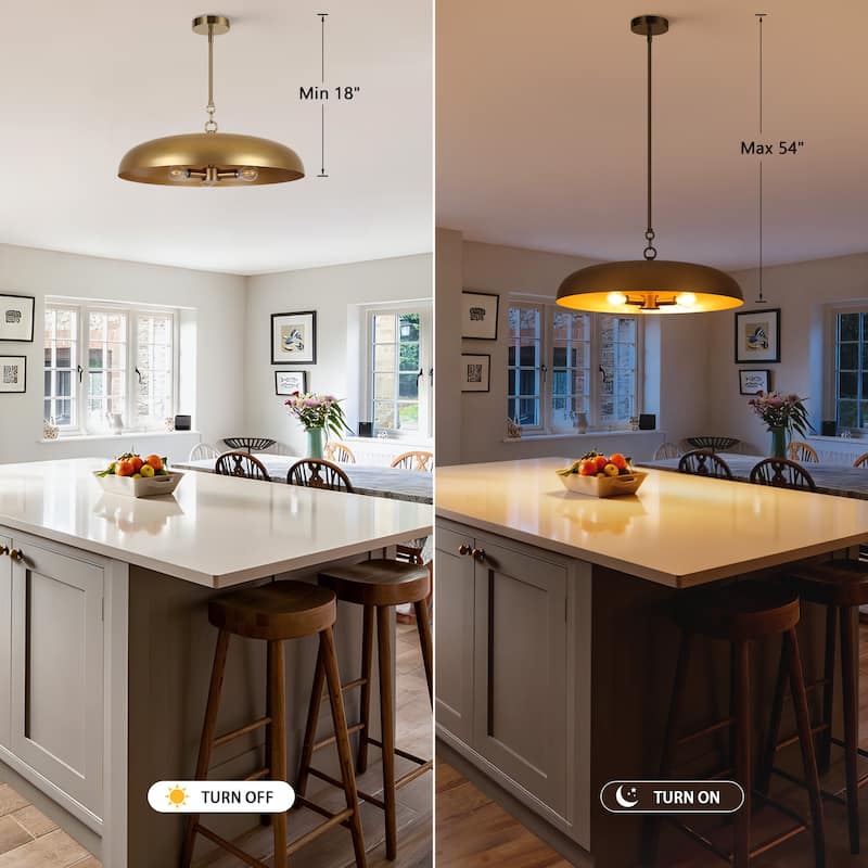 LamQee 20" Pendant Light Metal Dome Ceiling Hanging Chandelier - 19.7 inch