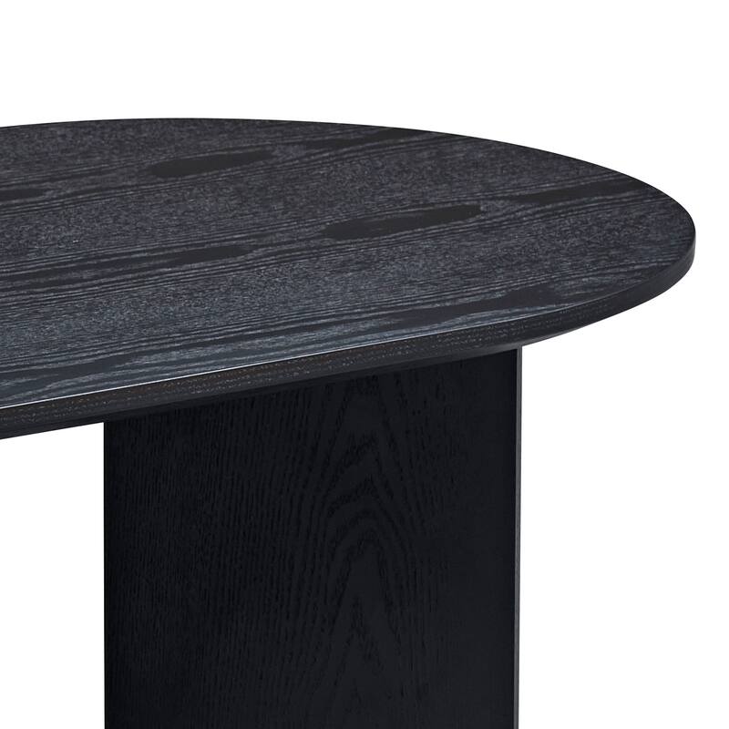 Length 39.37 Inch Modern Coffee Table,MDF Oval Coffee Table for Living Room,Small Coffee Table with Sturdy Pedestal