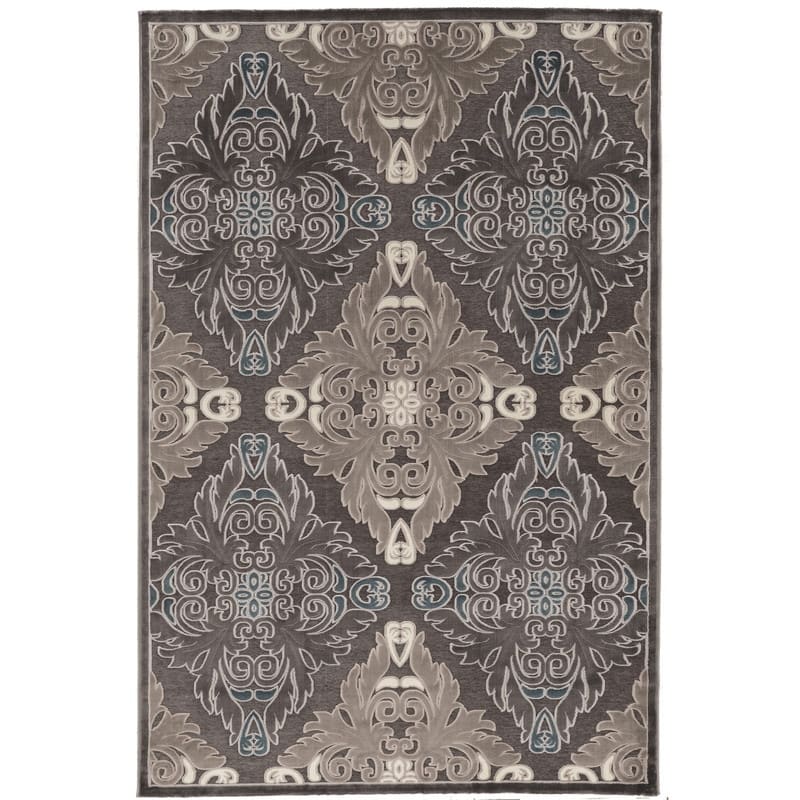 Chenille Structure Damask Rug Collection - 5' x 7'6" - Grey