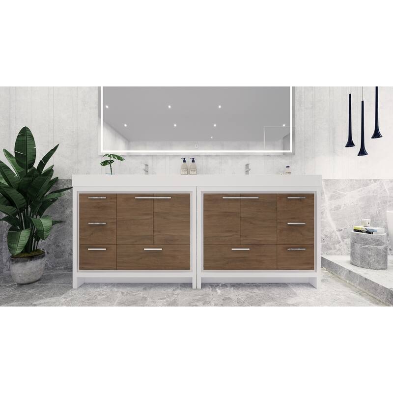 Dove 84'' Freestanding Vanity with Double Reinforced Acrylic Sink
