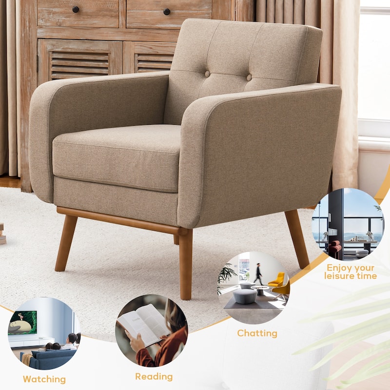 Tufted-Fabric-Upholstered-Accent Chair