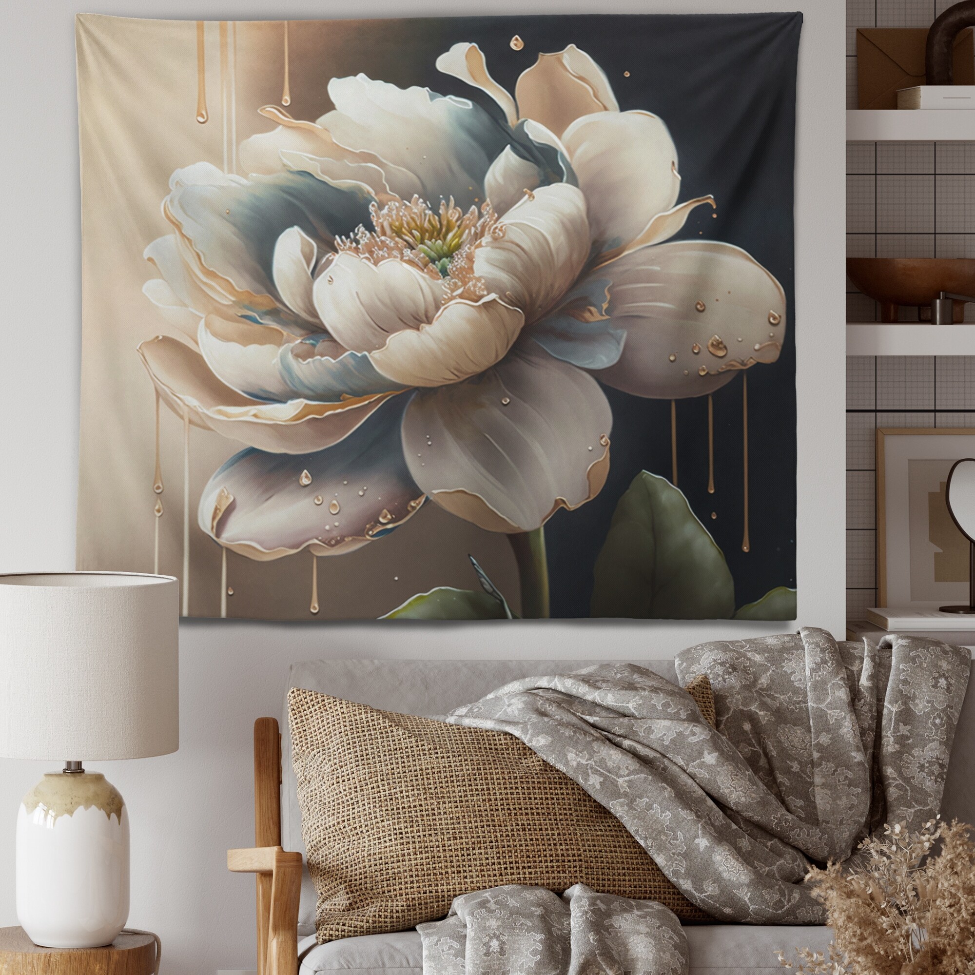 White flower tapestry sales