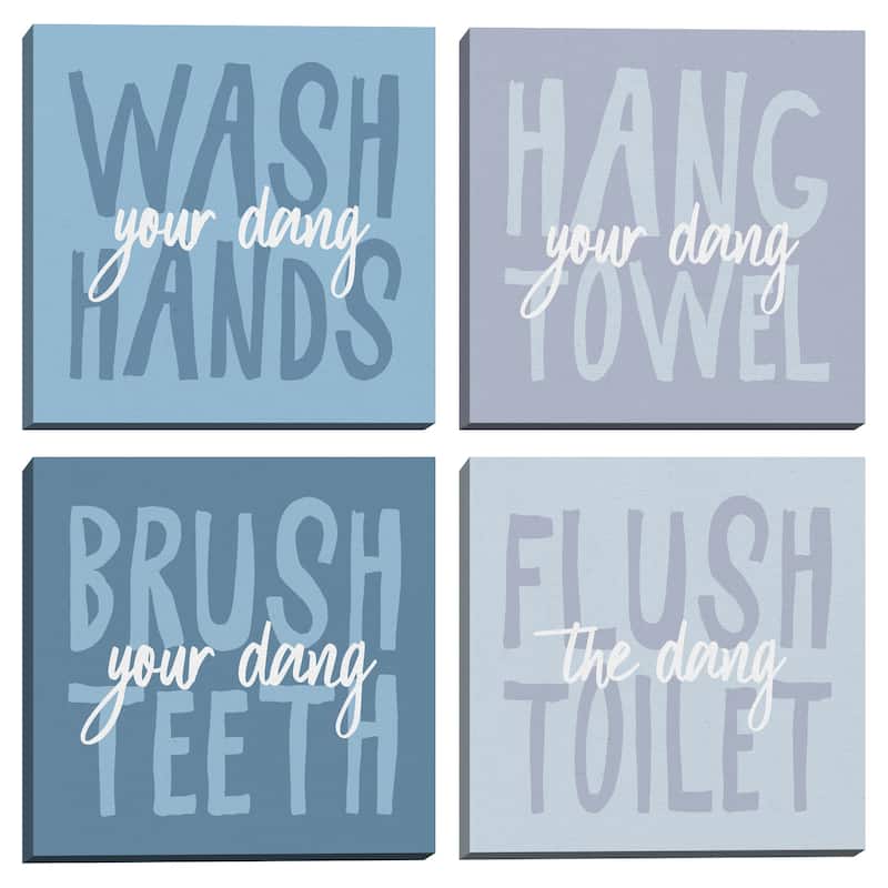 Bathroom Advice I, Bathroom Advice II, Bathroom Advice III, Bathroom Advice IV by Wild Apple Portfolio Canvas Art Prints