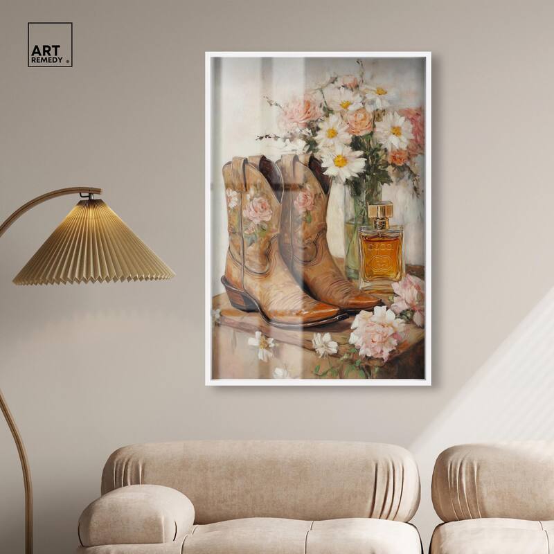 Delicate Floral Boots II Shadowbox by Art Remedy