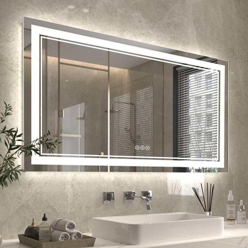 ExBrite Anti-Fog LED Bathroom Mirror with Endless Dimming - 30" x 55"
