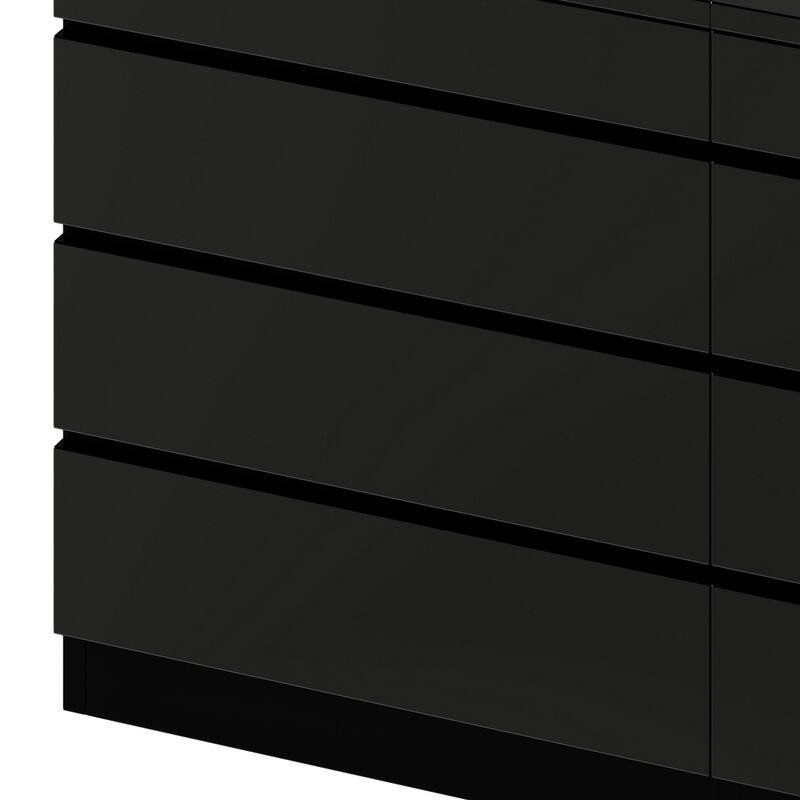 Modern 8-Drawer Dresser Chest Dresser of Drawer Organizers with LED Light High Gloss