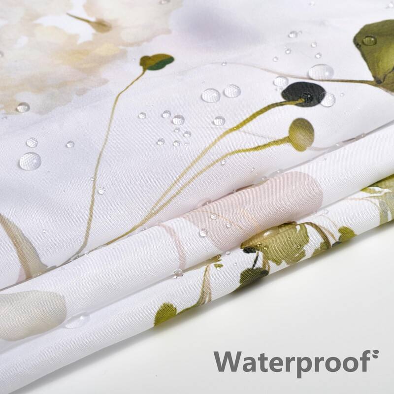 Floral Waterproof Fabric Shower Curtain with 12 Hooks 72x72 Inch