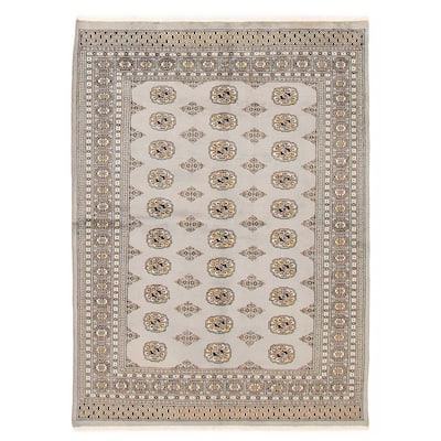 Finest Peshawar Bokhara Grey Rug 5'6" x 7'6" - 5'6 x 7'6