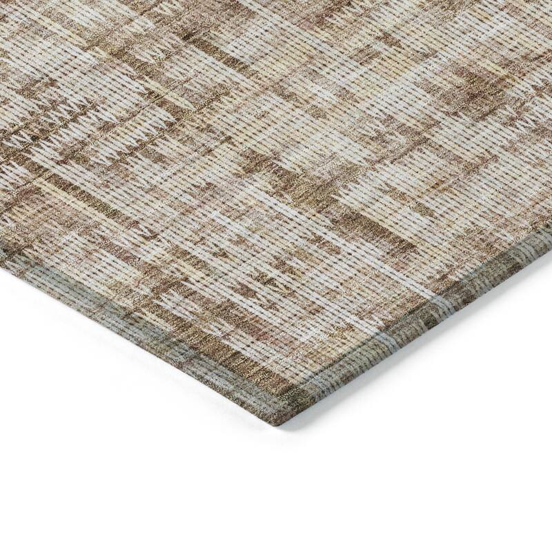 Machine Washable Indoor/Outdoor Modern Crosshatch Chantille Rug