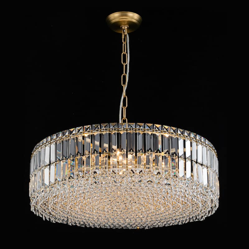 8-Lights Modern Drum Crystal Chandelier Round Dining Room Light Fixture