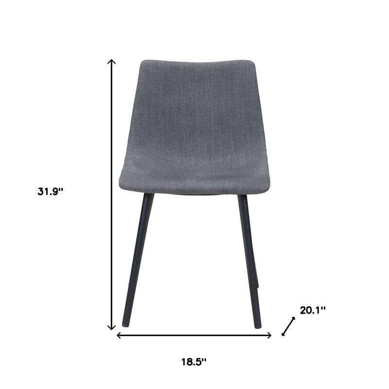 Set of 2 Modern Grey Dining Chairs with Upholstered Seat and Black Metal Legs for Living Room - 31.9”H x 18.5”W x 20.1”D