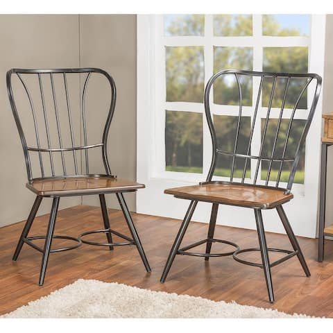 Carbon Loft Rudolph Industrial Metal and Wood Dining Chairs (Set of 2)