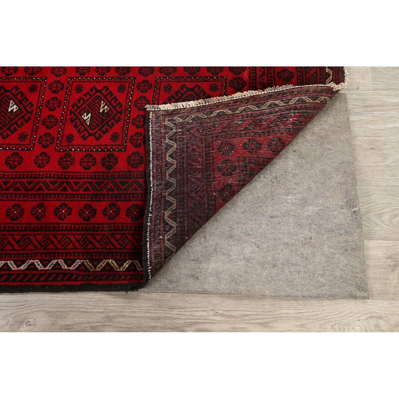 Geometric Traditional Balouch Persian Area Rug Handmade Wool Carpet - 3'2" x 6'4"