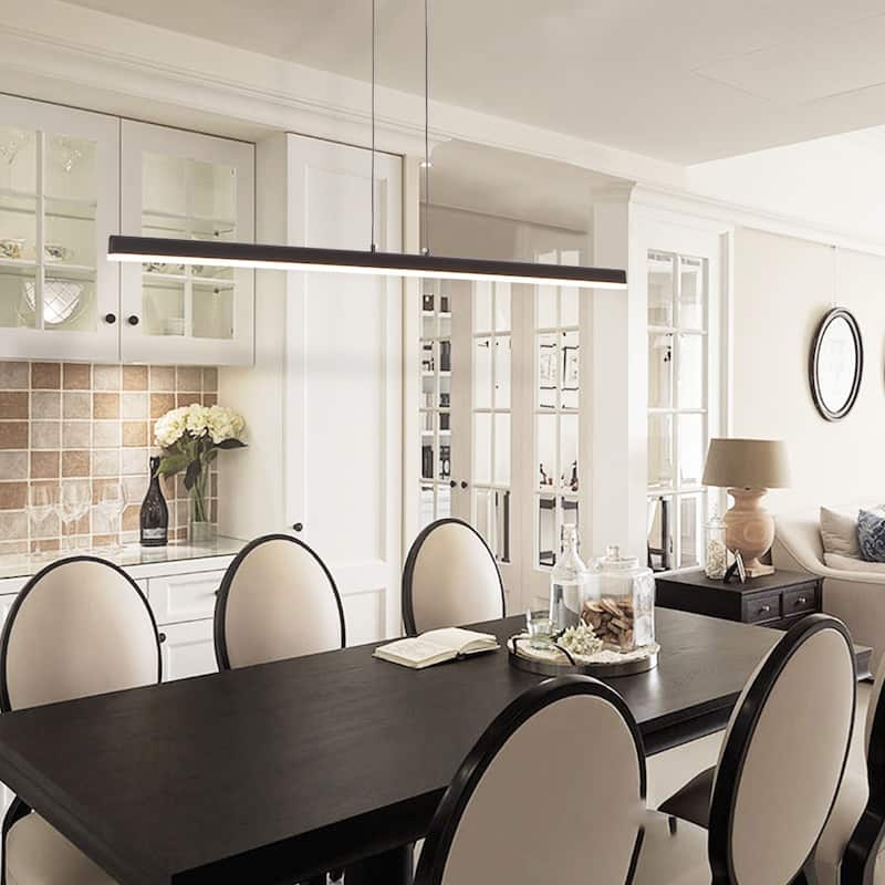 Modern Kitchen Island Dimmable LED Acrylic Linear Pendant Light - Length 47.64''