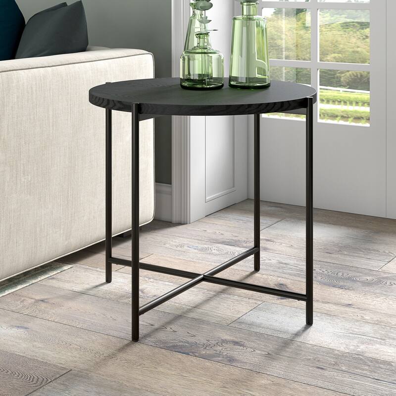 Loretta 23.63" Wide Round Side Table with MDF Top