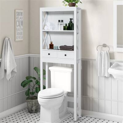 White Bathroom Organizer Storage Shelf Toilet Space Saver