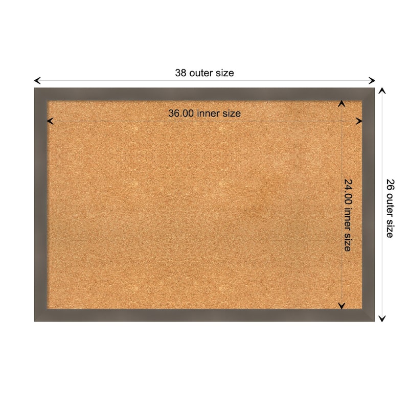 Edwin Clay Grey Wood Framed Natural Corkboard Bulletin Board - Board Size 36x24