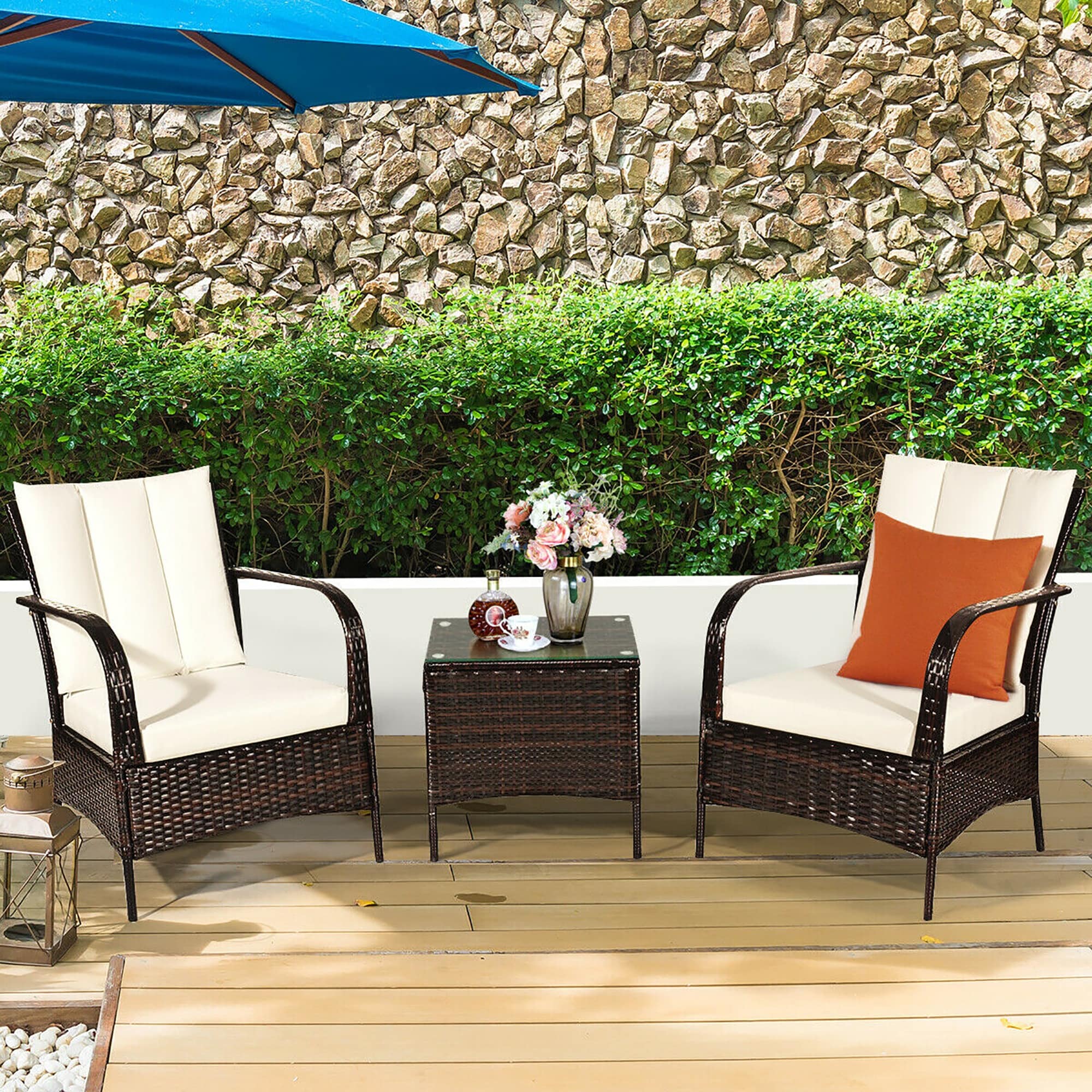 Costway 3 piece patio wicker rattan sofa set 2025