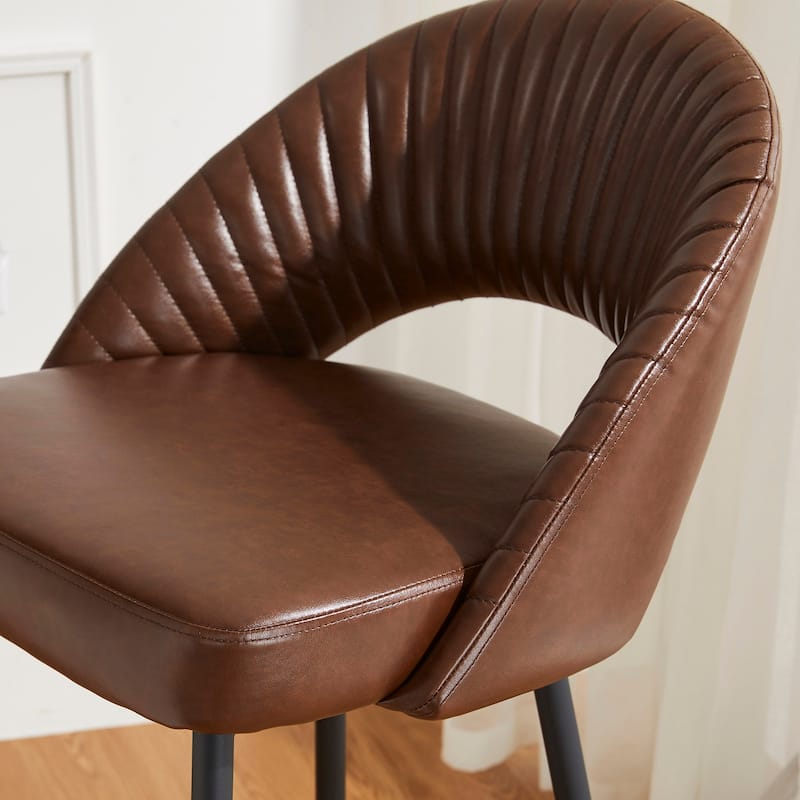 Glitzhome Modern Quilted Leatherette Tapered Legs Bar Stools Set of 4 or 6