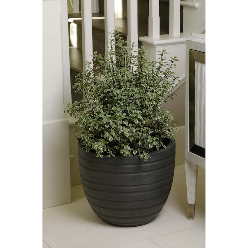 Indoor/Outdoor Large Nordic Minimalist Fiberstone Lightweight Round Planter Pot - 21, 18, 15 inch Cement Finish