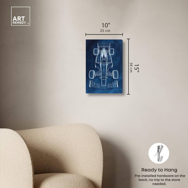 Race Car Blueprint Canvas by Art Remedy, Gallery Wrapped