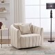 preview thumbnail 1 of 31, 40.35"W Upholstered Oversized Accent Barrel Chair and Half Cozy 360°Swivel Sofa with 3 Pillows, Pumpkin-Shape Club Armchair Beige