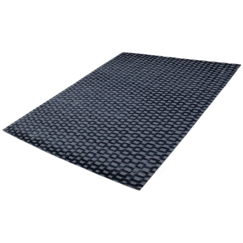 ECARPETGALLERY Hand Loomed Shimmer Navy Viscose Rug - 8'2 x 10'1