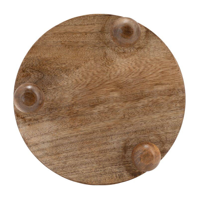 Decorative Round Wood Riser Trays - Set of 2, 10", 8"