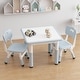 preview thumbnail 1 of 5, Height Adjustable Toddler Table and 2 Chairs Set with Graffiti Desktop, Kids Table and Chairs Set Grey