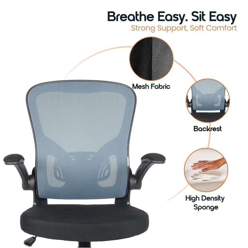 Newton Modern Mid-Back Mesh Office Chair with Flip-Up Arms, Adjustable Height, Tilt Lock, Swivel Wheels Desk Chair