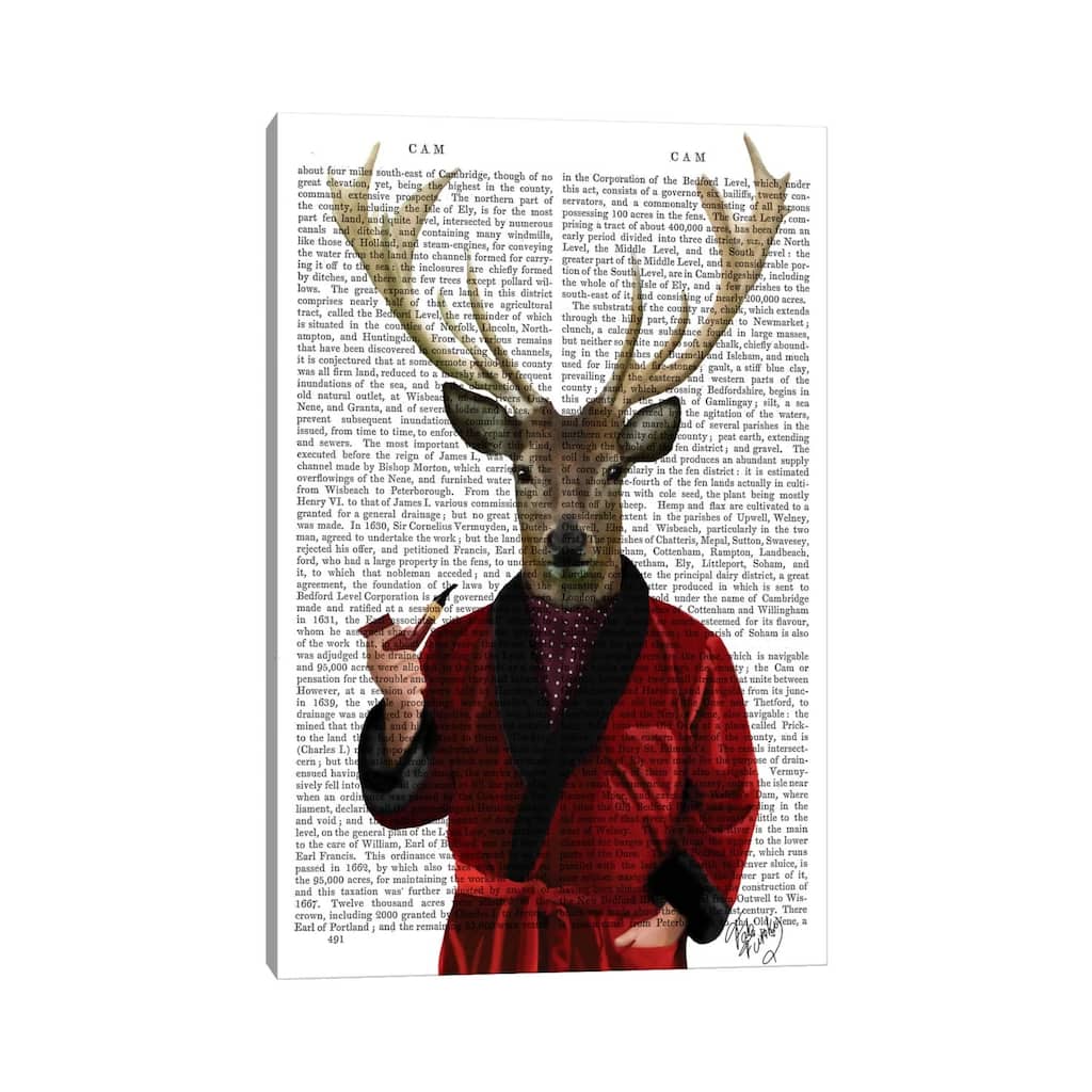 iCanvas "Deer In Smoking Jacket" by Fab Funky Canvas Print
