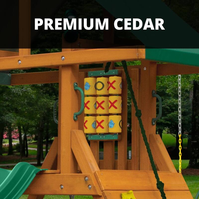 Gorilla Playsets Ozark II Wooden Outdoor Swing Set with Gray Slides