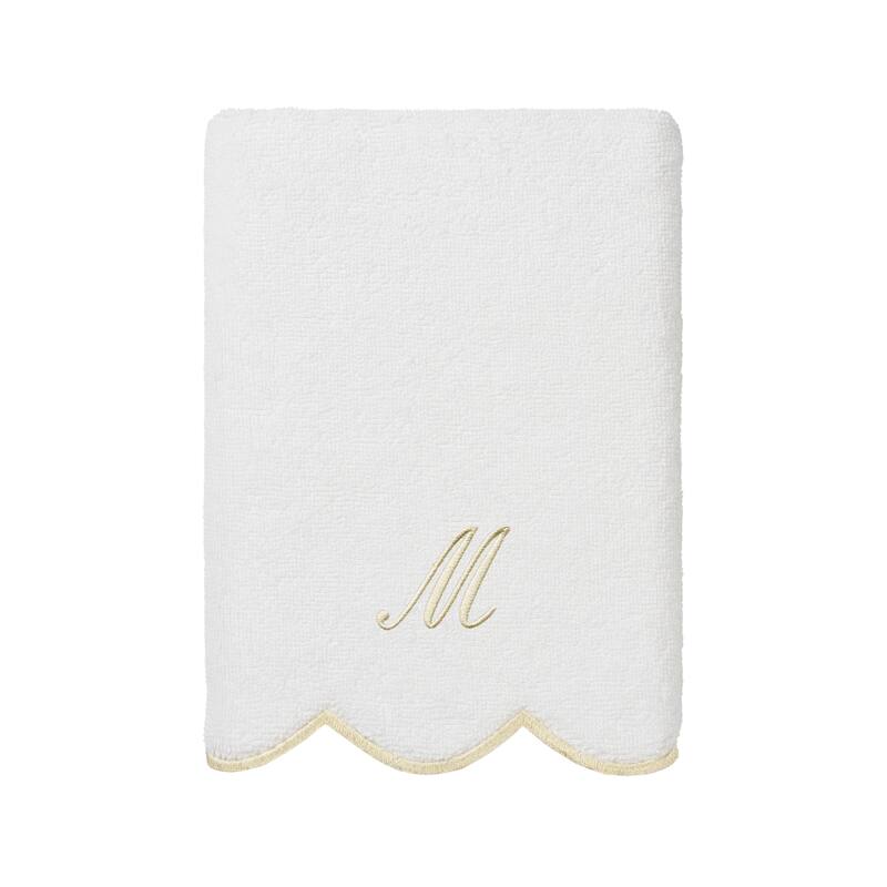 Authentic Hotel and Spa 100% Turkish Cotton Beige ADORNIA Scallop Personalized 3 Piece Towel Set - 3 Piece Set