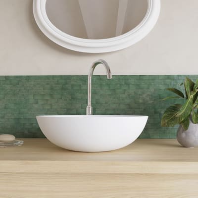 Stonelle Matte White Solid Surface Round Oval Vessel Sink