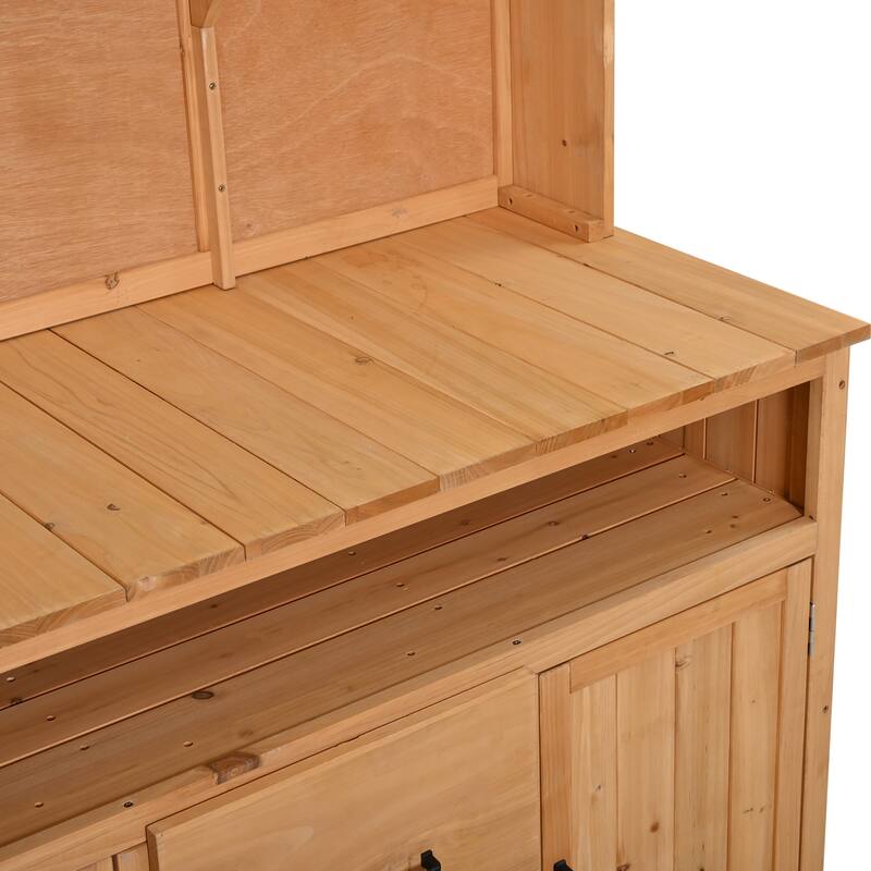 Roomfitters Outdoor Garden Potting Bench with Storage Hutch, Potting Table with Drawers and Cabinets, Shelves