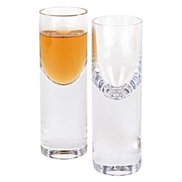 Set Of 2 Mouth Blown Crystal Long Shot Glasses