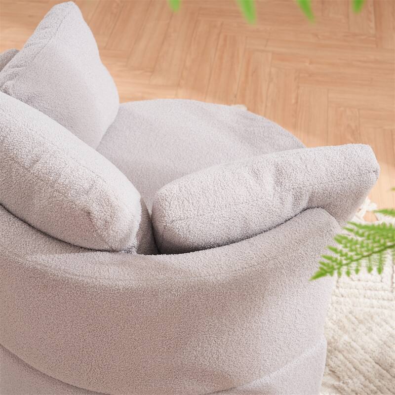 Teddy Fabric Swivel and Storage Chair w/ Back Cushion for Living Room