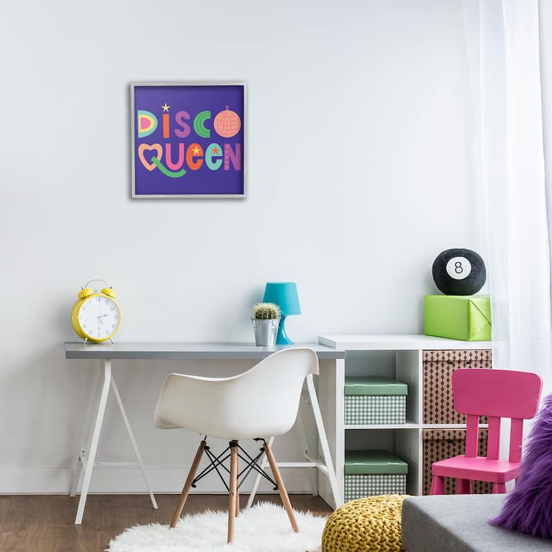 Stupell Disco Queen with Retro Letters Framed Giclee Art Design By Sazerelli Designs