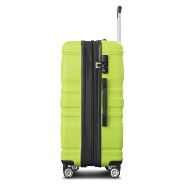 Lime green 3 piece Sets Side HooksHard Case Luggage with TSA Lock