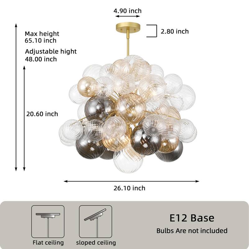 Acroma 8 - Light Modern Glass Bubble Chandelier Flush Mount Ceiling Light