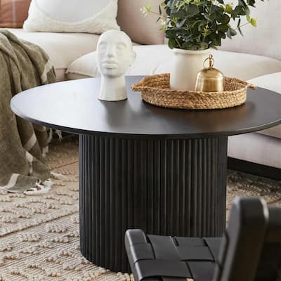 Round Coffee Table Solid Wood Circle Pedestal Table
