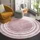 preview thumbnail 54 of 96, SAFAVIEH Border & Stripe Shag Eirny Modern 1.4-inch Thick Rug 6'7" Round - Pink/Ivory - Round